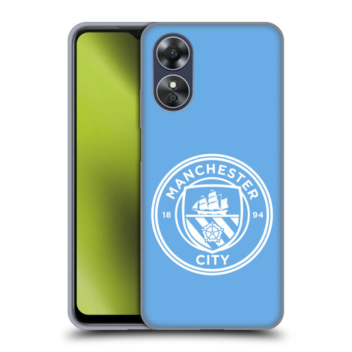 Manchester City Man City FC Badge Blue White Mono Soft Gel Case for OPPO A17