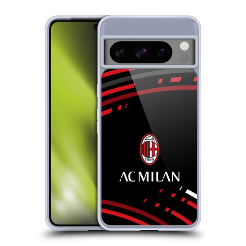 AC Milan Crest Patterns Curved Soft Gel Case for Google Pixel 8 Pro