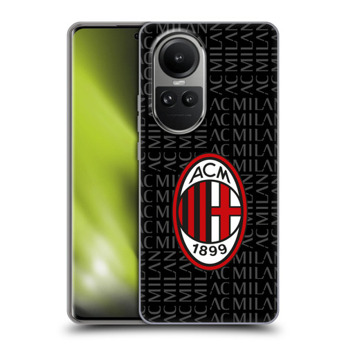 AC Milan Crest Patterns Red And Grey Soft Gel Case for OPPO Reno10 5G / Reno10 Pro 5G