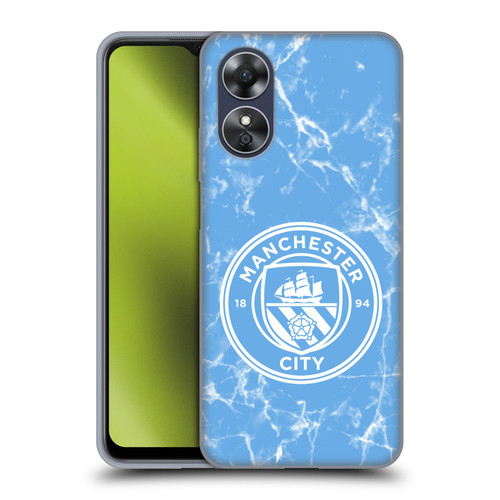 Manchester City Man City FC Marble Badge Blue White Mono Soft Gel Case for OPPO A17