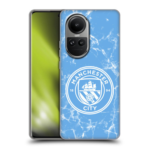 Manchester City Man City FC Marble Badge Blue White Mono Soft Gel Case for OPPO Reno10 5G / Reno10 Pro 5G