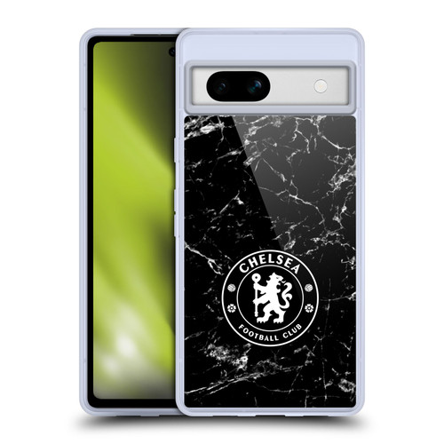 Chelsea Football Club Crest Black Marble Soft Gel Case for Google Pixel 7a