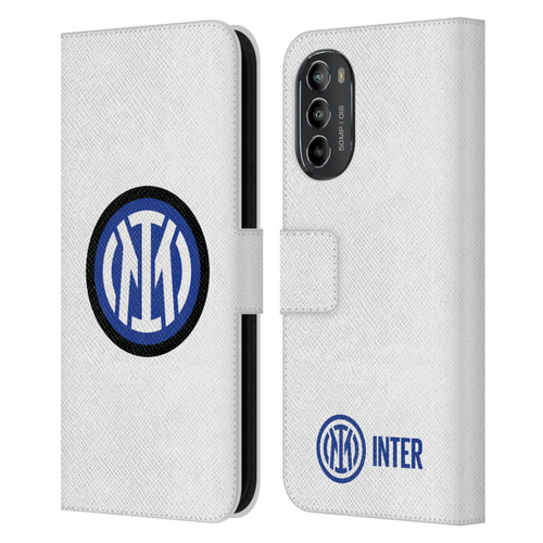 Fc Internazionale Milano Badge Logo On White Leather Book Wallet Case Cover For Motorola Moto G82 5G