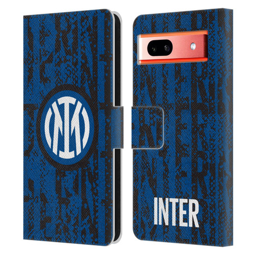 Fc Internazionale Milano Patterns Snake Wordmark Leather Book Wallet Case Cover For Google Pixel 7a