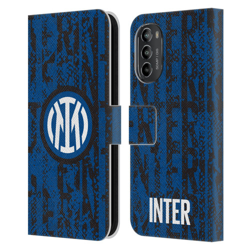 Fc Internazionale Milano Patterns Snake Wordmark Leather Book Wallet Case Cover For Motorola Moto G82 5G