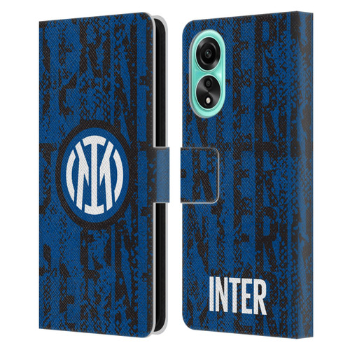 Fc Internazionale Milano Patterns Snake Wordmark Leather Book Wallet Case Cover For OPPO A78 4G