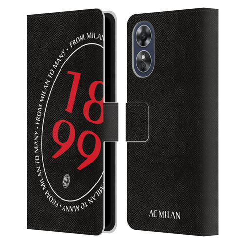 AC Milan Art 1899 Oversized Leather Book Wallet Case Cover For OPPO A17