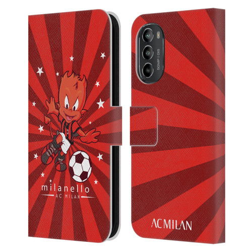 AC Milan Children Milanello 2 Leather Book Wallet Case Cover For Motorola Moto G82 5G