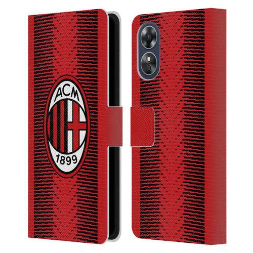 AC Milan 2023/24 Crest Kit Home Leather Book Wallet Case Cover For OPPO A17