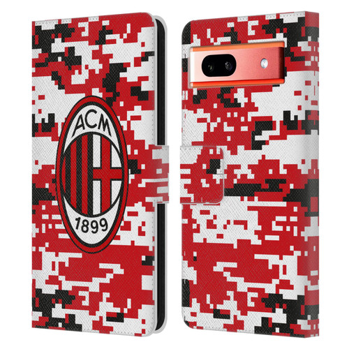 AC Milan Crest Patterns Digital Camouflage Leather Book Wallet Case Cover For Google Pixel 7a