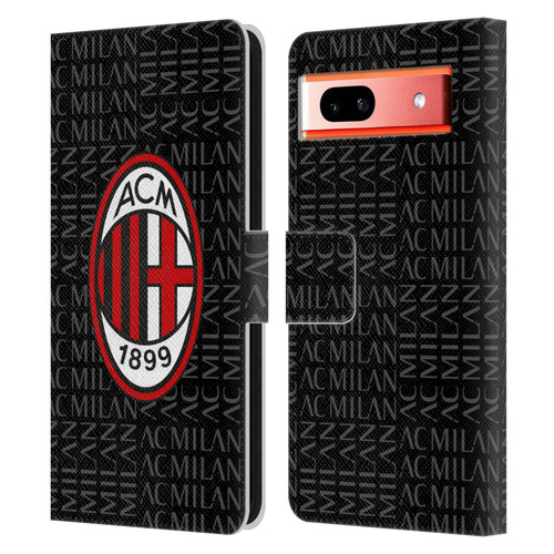 AC Milan Crest Patterns Red And Grey Leather Book Wallet Case Cover For Google Pixel 7a