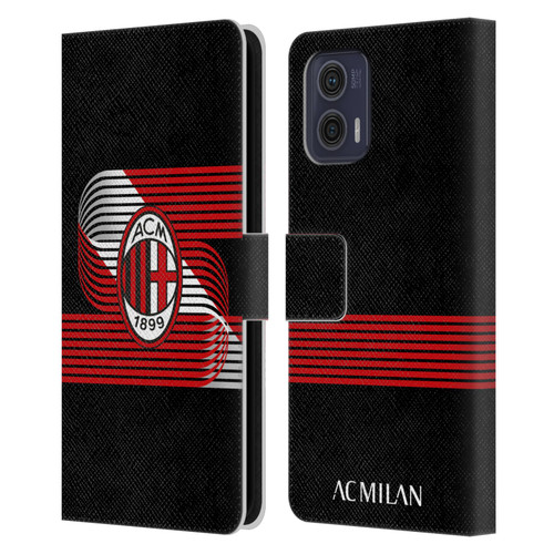AC Milan Crest Patterns Diagonal Leather Book Wallet Case Cover For Motorola Moto G73 5G