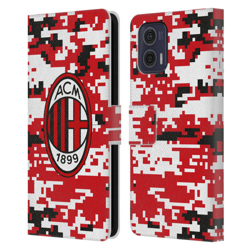 AC Milan Crest Patterns Digital Camouflage Leather Book Wallet Case Cover For Motorola Moto G73 5G