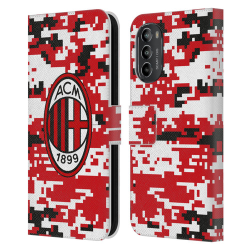 AC Milan Crest Patterns Digital Camouflage Leather Book Wallet Case Cover For Motorola Moto G82 5G