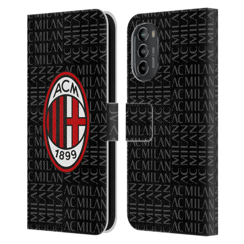 AC Milan Crest Patterns Red And Grey Leather Book Wallet Case Cover For Motorola Moto G82 5G