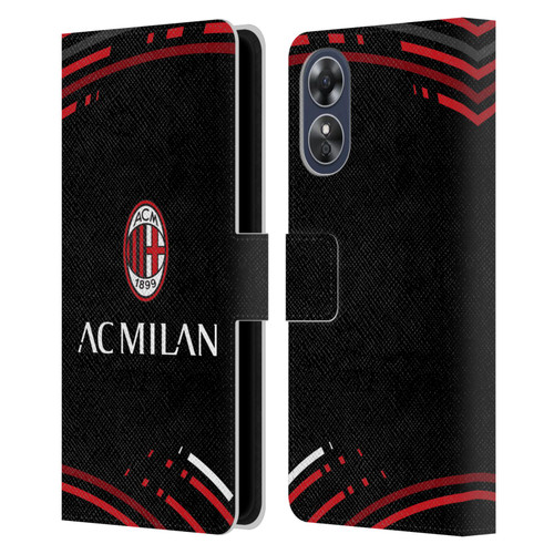 AC Milan Crest Patterns Curved Leather Book Wallet Case Cover For OPPO A17