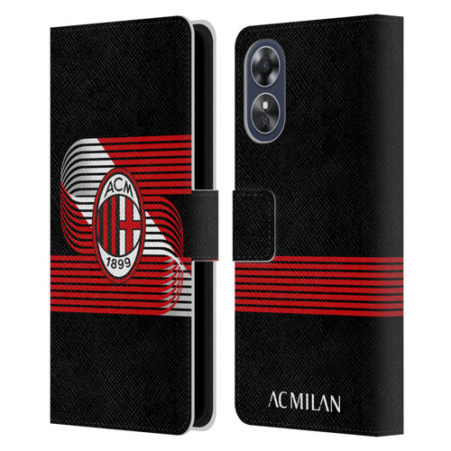 AC Milan Crest Patterns Diagonal Leather Book Wallet Case Cover For OPPO A17