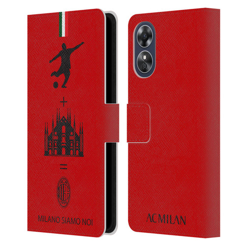 AC Milan Crest Patterns Red Leather Book Wallet Case Cover For OPPO A17