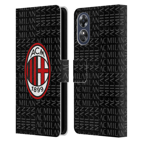 AC Milan Crest Patterns Red And Grey Leather Book Wallet Case Cover For OPPO A17