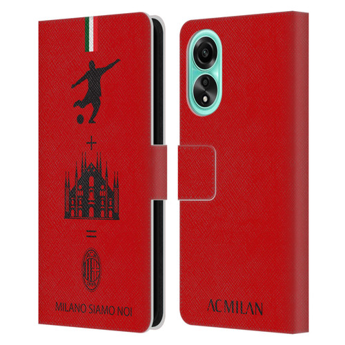 AC Milan Crest Patterns Red Leather Book Wallet Case Cover For OPPO A78 4G