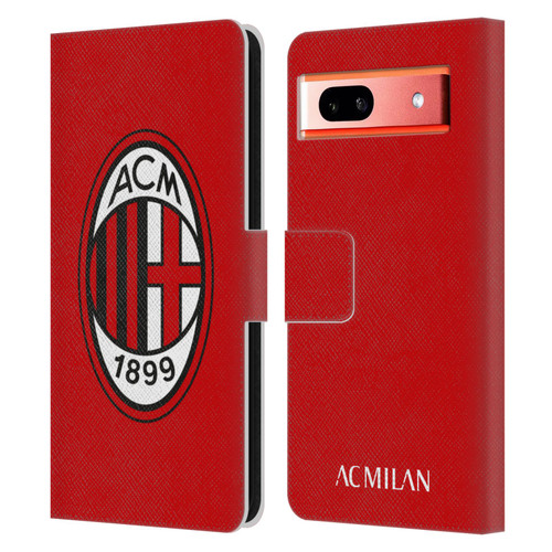 AC Milan Crest Full Colour Red Leather Book Wallet Case Cover For Google Pixel 7a