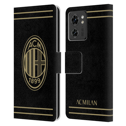 AC Milan Crest Black And Gold Leather Book Wallet Case Cover For Motorola Moto Edge 40