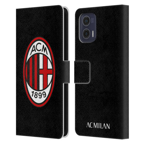 AC Milan Crest Full Colour Black Leather Book Wallet Case Cover For Motorola Moto G73 5G