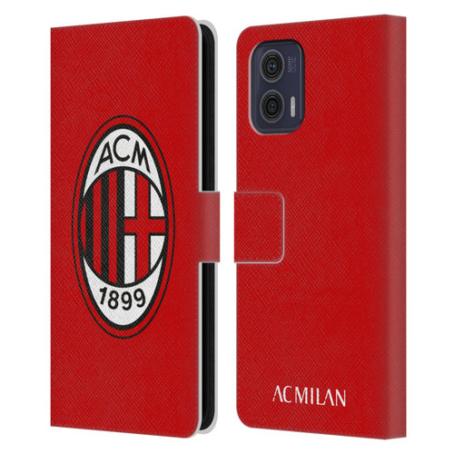 AC Milan Crest Full Colour Red Leather Book Wallet Case Cover For Motorola Moto G73 5G