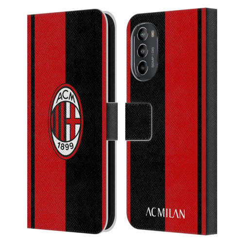AC Milan Crest Red And Black Leather Book Wallet Case Cover For Motorola Moto G82 5G