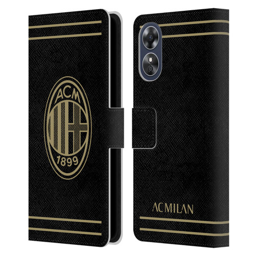 AC Milan Crest Black And Gold Leather Book Wallet Case Cover For OPPO A17