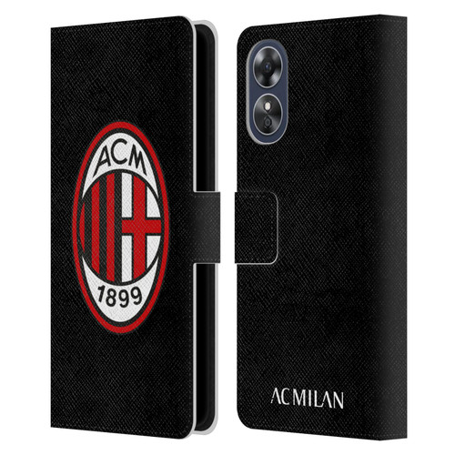AC Milan Crest Full Colour Black Leather Book Wallet Case Cover For OPPO A17