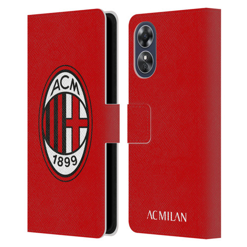 AC Milan Crest Full Colour Red Leather Book Wallet Case Cover For OPPO A17