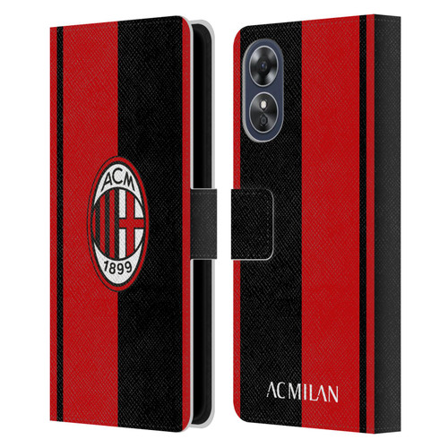 AC Milan Crest Red And Black Leather Book Wallet Case Cover For OPPO A17