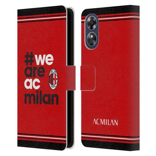 AC Milan Crest Stripes Leather Book Wallet Case Cover For OPPO A17