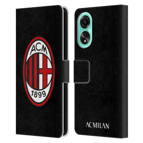 AC Milan Crest Full Colour Black Leather Book Wallet Case Cover For OPPO A78 4G