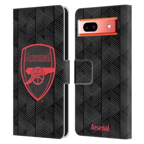 Arsenal FC Crest and Gunners Logo Black Leather Book Wallet Case Cover For Google Pixel 7a