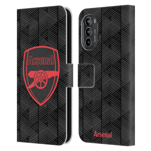 Arsenal FC Crest and Gunners Logo Black Leather Book Wallet Case Cover For Motorola Moto G82 5G