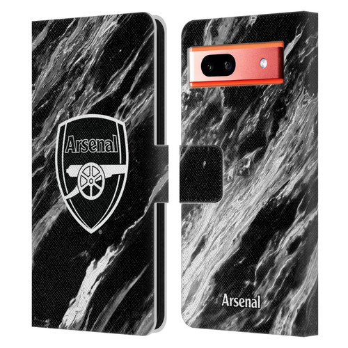 Arsenal FC Crest Patterns Marble Leather Book Wallet Case Cover For Google Pixel 7a