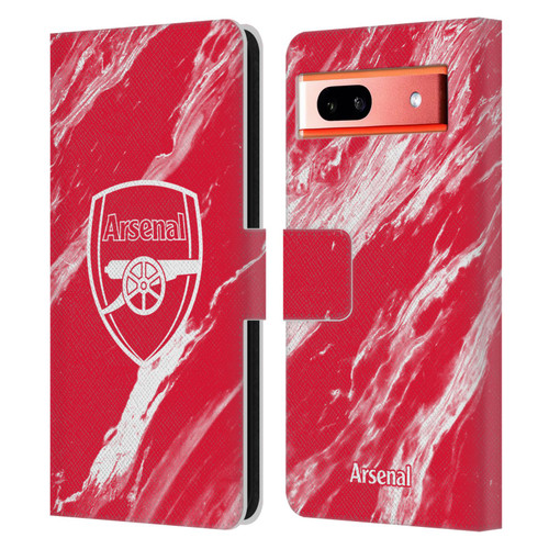 Arsenal FC Crest Patterns Red Marble Leather Book Wallet Case Cover For Google Pixel 7a
