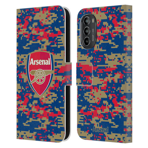 Arsenal FC Crest Patterns Digital Camouflage Leather Book Wallet Case Cover For Motorola Moto G82 5G