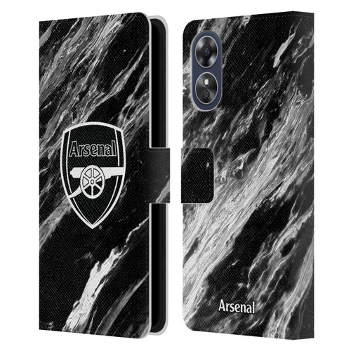 Arsenal FC Crest Patterns Marble Leather Book Wallet Case Cover For OPPO A17