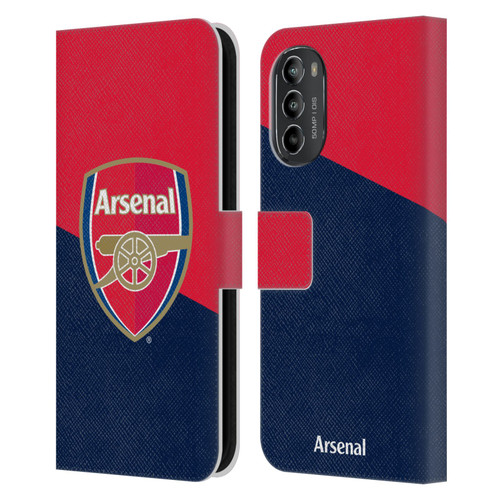 Arsenal FC Crest 2 Red & Blue Logo Leather Book Wallet Case Cover For Motorola Moto G82 5G