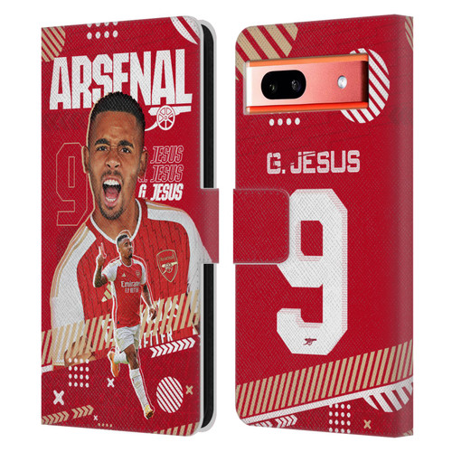 Arsenal FC 2023/24 First Team Gabriel Jesus Leather Book Wallet Case Cover For Google Pixel 7a