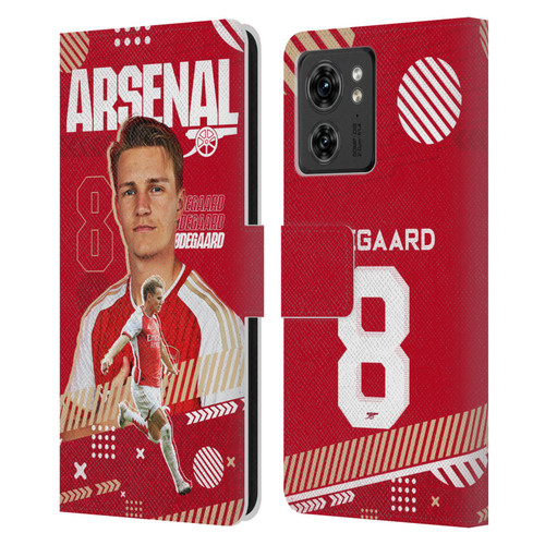Arsenal FC 2023/24 First Team Martin Ødegaard Leather Book Wallet Case Cover For Motorola Moto Edge 40