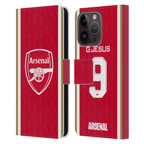 Arsenal FC 2023/24 Players Home Kit Gabriel Jesus Leather Book Wallet Case Cover For Apple iPhone 15 Pro