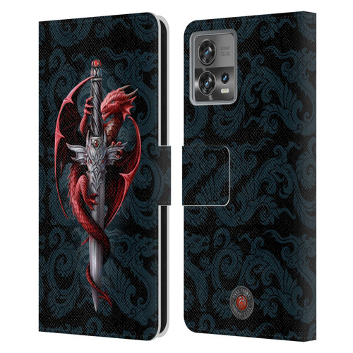 Anne Stokes Dragons Dagger Leather Book Wallet Case Cover For Motorola Moto Edge 30 Fusion