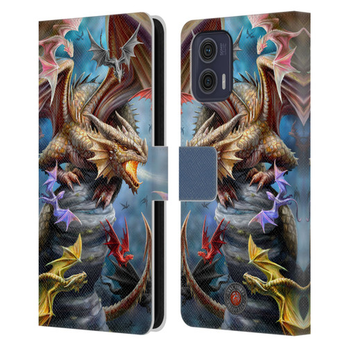 Anne Stokes Dragons 4 Clan Leather Book Wallet Case Cover For Motorola Moto G73 5G