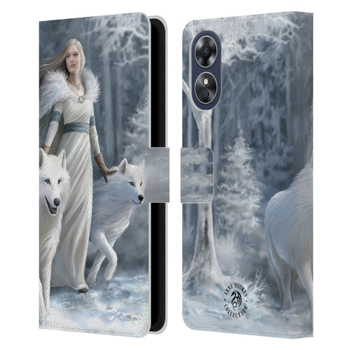 Anne Stokes Wolves Winter Guardians Leather Book Wallet Case Cover For OPPO A17