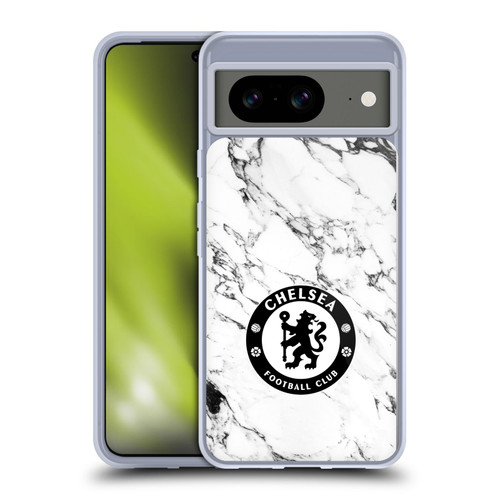 Chelsea Football Club Crest White Marble Soft Gel Case for Google Pixel 8