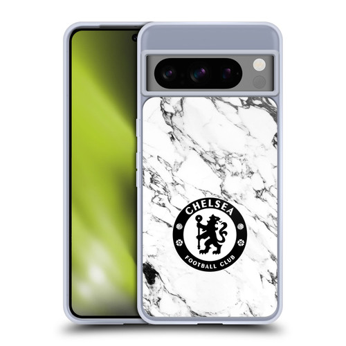 Chelsea Football Club Crest White Marble Soft Gel Case for Google Pixel 8 Pro